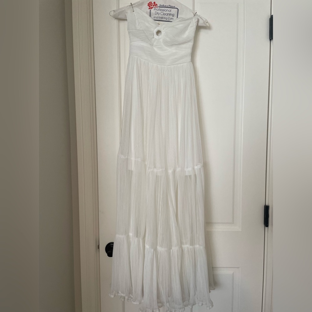 g.p.d. White Strapless Dress with Sheer Bottom